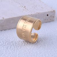304 Stainless Steel 18K Gold Plated Punk Plating Roman Numeral Wide Band Rings main image 3
