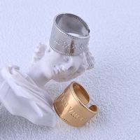 304 Stainless Steel 18K Gold Plated Punk Plating Roman Numeral Wide Band Rings main image 6