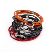 Vintage Style Vacation Solid Color Alloy Leather Woven Belt Men's Wristband main image 3