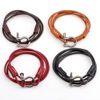 Vintage Style Vacation Solid Color Alloy Leather Woven Belt Men's Wristband main image 5