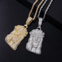 Hip-hop Solid Color Stainless Steel Copper Plating Chain Inlay Zircon Men's Pendant Necklace main image 6