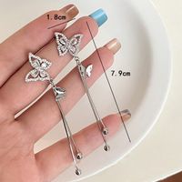 1 Pair Simple Style Butterfly Plating Inlay Alloy Rhinestones Silver Plated Drop Earrings main image 3