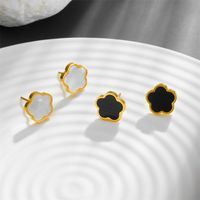 1 Pair Simple Style Flower Plating Inlay 304 Stainless Steel Titanium Steel Shell K Gold Plated Ear Studs main image 1