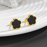 1 Pair Simple Style Flower Plating Inlay 304 Stainless Steel Titanium Steel Shell K Gold Plated Ear Studs main image 5