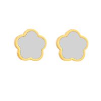 1 Pair Simple Style Flower Plating Inlay 304 Stainless Steel Titanium Steel Shell K Gold Plated Ear Studs main image 3