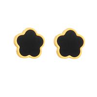 1 Pair Simple Style Flower Plating Inlay 304 Stainless Steel Titanium Steel Shell K Gold Plated Ear Studs main image 2