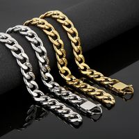 Simple Style Classic Style Solid Color Titanium Steel Chain 18K Gold Plated Men's Necklace main image 1