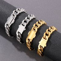 Titanium Steel 18K Gold Plated Hip-Hop Retro Chain Solid Color Bracelets Necklace main image 1