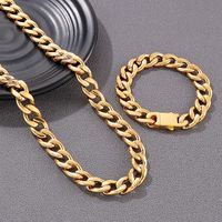 Titanium Steel 18K Gold Plated Hip-Hop Retro Chain Solid Color Bracelets Necklace main image 4