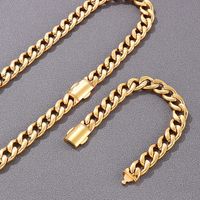Titanium Steel 18K Gold Plated Hip-Hop Retro Chain Solid Color Bracelets Necklace main image 3