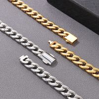 Titanium Steel 18K Gold Plated Hip-Hop Retro Chain Solid Color Bracelets Necklace main image 2