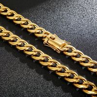 Estilo Clásico Color Sólido Acero Titanio Cadena Chapados en oro de 18k Hombres Pulsera Collar main image 3