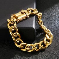 Classic Style Solid Color Titanium Steel Chain 18K Gold Plated Men's Bracelets Necklace main image 5