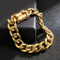 Estilo Clásico Color Sólido Acero Titanio Cadena Chapados en oro de 18k Hombres Pulsera Collar main image 5