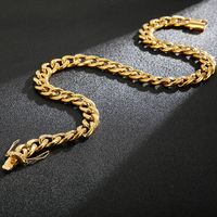 Estilo Clásico Color Sólido Acero Titanio Cadena Chapados en oro de 18k Hombres Pulsera Collar main image 4