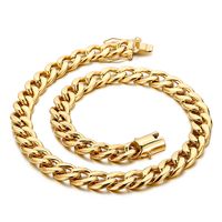 Style Classique Couleur Unie Acier Au Titane Chaîne Plaqué Or 18K Hommes Bracelets Collier main image 6