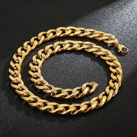 Hip-Hop Retro Solid Color Titanium Steel Chain 18K Gold Plated Men's Bracelets Necklace main image 1