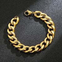 Hip-Hop Retro Solid Color Titanium Steel Chain 18K Gold Plated Men's Bracelets Necklace main image 3