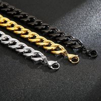 Hip-Hop Retro Solid Color Titanium Steel Chain 18K Gold Plated Men's Bracelets Necklace main image 4