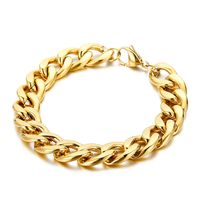 Hip-Hop Retro Solid Color Titanium Steel Chain 18K Gold Plated Men's Bracelets Necklace main image 5