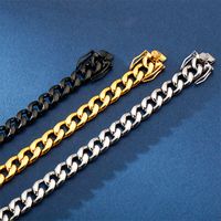 Hip-Hop Retro Solid Color Stainless Steel Plating Chain 18K Gold Plated Men's Bracelets main image 3