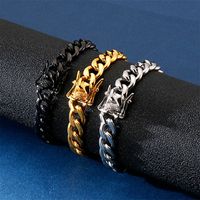 Hip-Hop Retro Solid Color Stainless Steel Plating Chain 18K Gold Plated Men's Bracelets main image 5