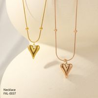 304 Stainless Steel 18K Gold Plated Romantic Plating Heart Shape Pendant Necklace main image 7