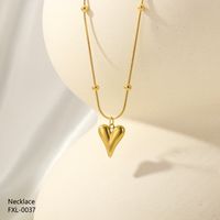 304 Stainless Steel 18K Gold Plated Romantic Plating Heart Shape Pendant Necklace main image 4