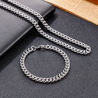 Hip-Hop Retro Solid Color Titanium Steel Chain 18K Gold Plated Men's Bracelets Necklace main image 1