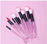Casual Pink Purple Blue Corrugated Nylon Wool Plastic Handgrip Makeup Brushes 1 Set sku image 1