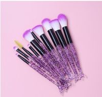 Casual Pink Purple Blue Corrugated Nylon Wool Plastic Handgrip Makeup Brushes 1 Set sku image 2