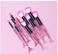 Casual Pink Purple Blue Corrugated Nylon Wool Plastic Handgrip Makeup Brushes 1 Set sku image 4