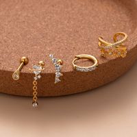 1 Piece Ear Cartilage Rings & Studs Sweet Water Droplets Heart Shape Copper Plating Inlay Zircon main image 5