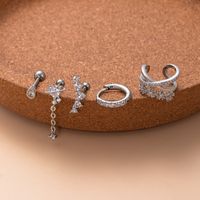 1 Piece Ear Cartilage Rings & Studs Sweet Water Droplets Heart Shape Copper Plating Inlay Zircon main image 4