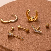 1 Piece Ear Cartilage Rings & Studs Sweet Water Droplets Heart Shape Copper Plating Inlay Zircon main image 2