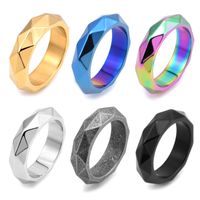 Retro Solid Color Titanium Steel Metal Carving 18K Gold Plated Unisex Rings main image 1