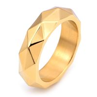 Retro Solid Color Titanium Steel Metal Carving 18K Gold Plated Unisex Rings main image 4