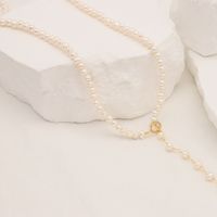 Elegant Round Freshwater Pearl Brass Beaded Sweater Chain main image 4