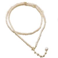 Elegant Round Freshwater Pearl Brass Beaded Sweater Chain main image 5