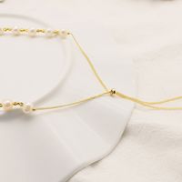 Elegant Round Freshwater Pearl Brass Beaded Sweater Chain main image 3