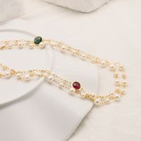Elegant Round Freshwater Pearl Copper Beaded Sweater Chain main image 3