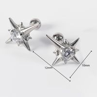 1 Pair Vintage Style Punk Solid Color Polishing Plating Inlay Stainless Steel Zircon Ear Studs sku image 1