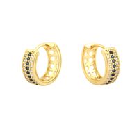 1 Pair Simple Style Circle Plating Inlay Copper Zircon 18k Gold Plated Hoop Earrings main image 2