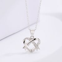 Ig Style Vintage Style Heart Shape Sterling Silver Plating Inlay Zircon Silver Plated Pendant Necklace main image 3