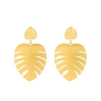 1 Pair Retro Exaggerated Leaves Plating Hollow Out Stainless Steel Drop Earrings main image 5