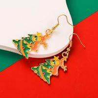 1 Pair Elegant Glam Christmas Christmas Tree Santa Claus Snowman Enamel Alloy Gold Plated Drop Earrings main image 2