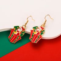1 Pair Elegant Glam Christmas Christmas Tree Santa Claus Snowman Enamel Alloy Gold Plated Drop Earrings main image 3