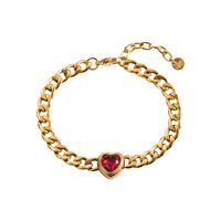 Modern Style Simple Style Heart Shape Stainless Steel Inlay Zircon Bracelets sku image 1