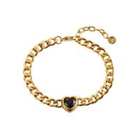 Modern Style Simple Style Heart Shape Stainless Steel Inlay Zircon Bracelets main image 2