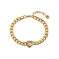 Modern Style Simple Style Heart Shape Stainless Steel Inlay Zircon Bracelets sku image 3